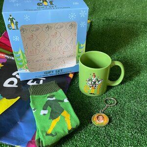 Buddy The Elf Holidays 3 Piece Gift Set 12 oz. Mug, Crew Socks, and Keychain NEW